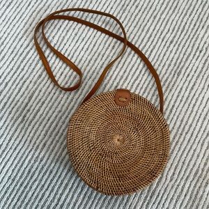 RATTAN CROSSBODY PURSE STRAW ROUND SUMMER BAG